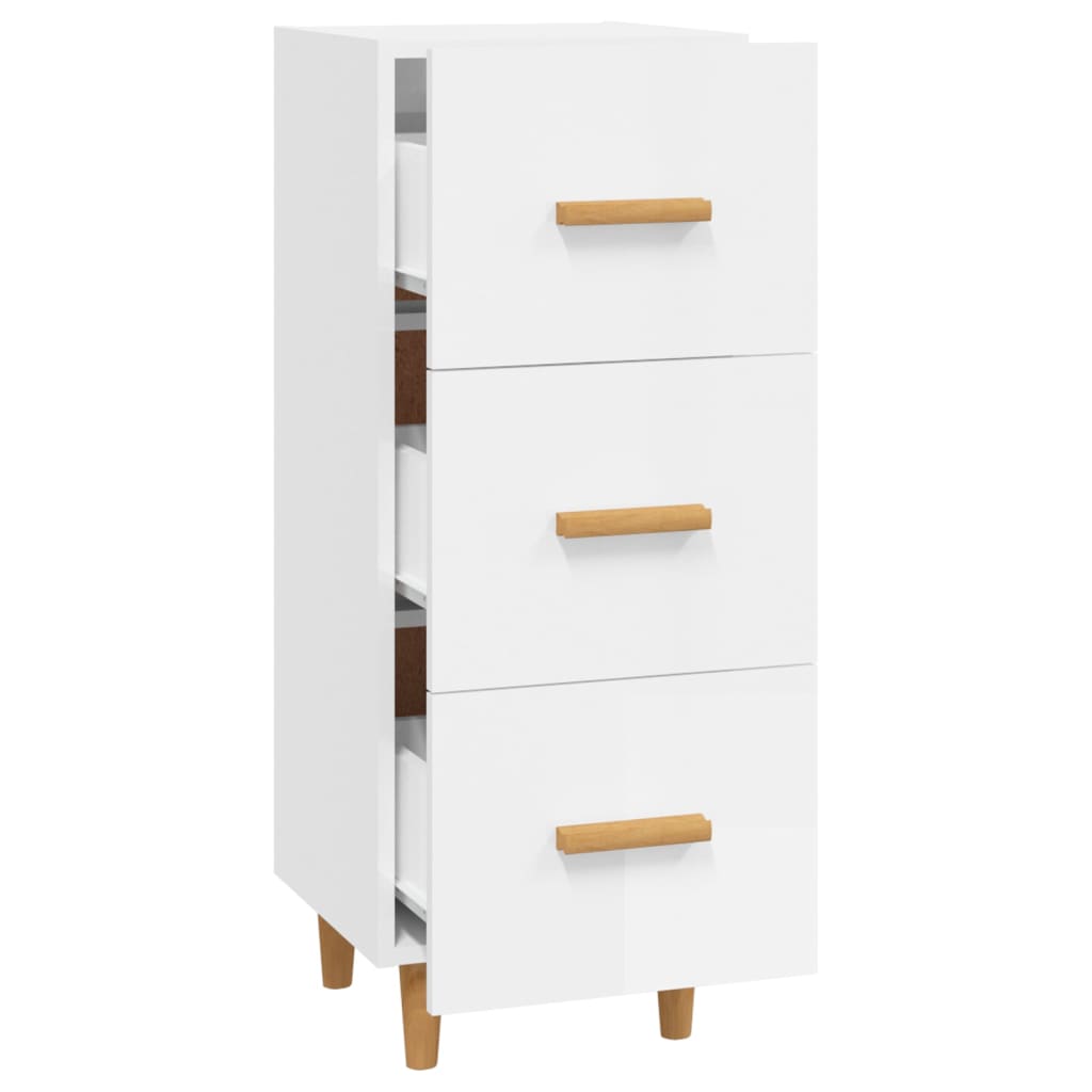 Credenza Bianco Lucido 34,5x34x90 cm in Legno Multistrato cod mxl 27513