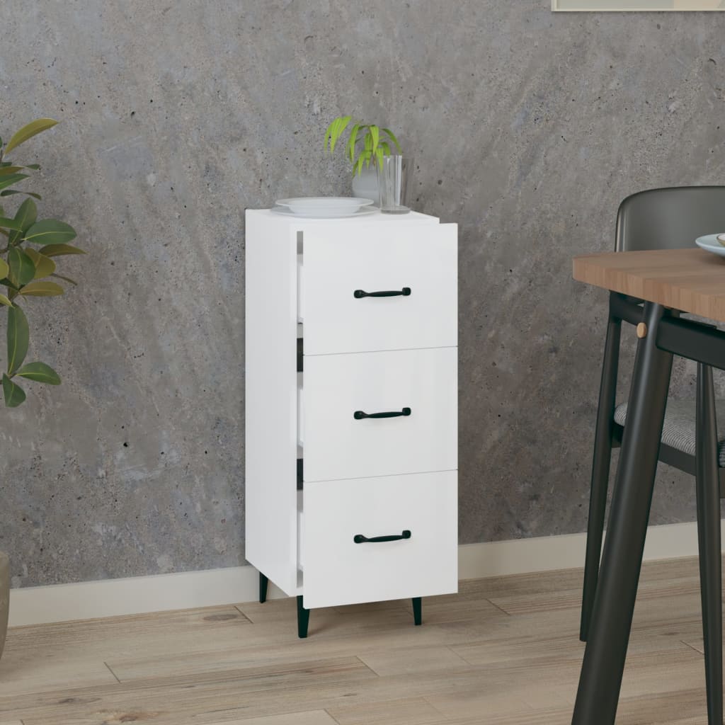 Credenza Bianco Lucido 34,5x34x90 cm in Legno Multistrato cod mxl 17866