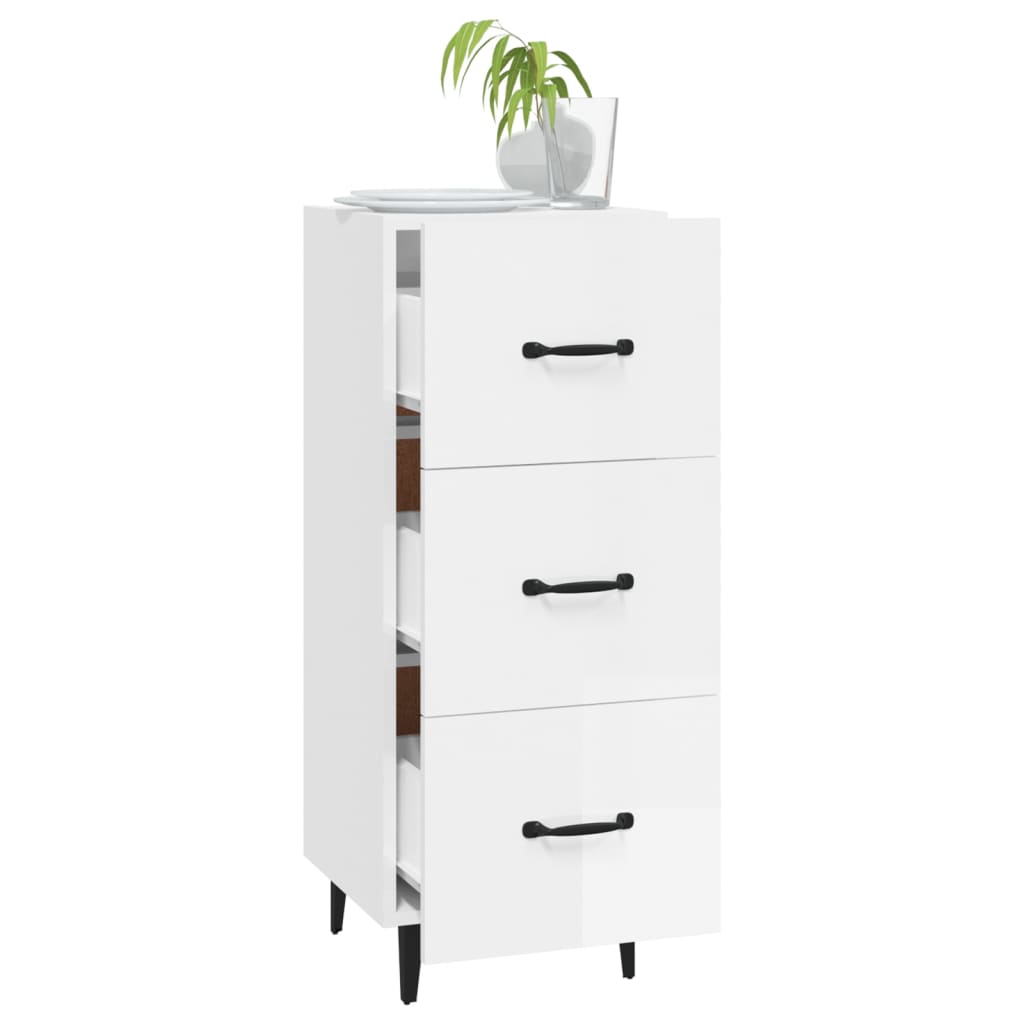 Credenza Bianco Lucido 34,5x34x90 cm in Legno Multistrato cod mxl 17866