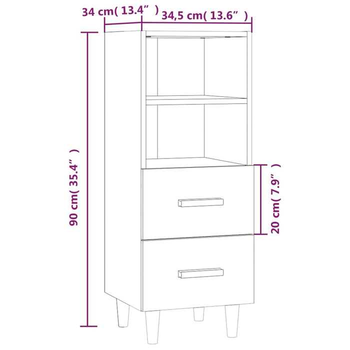 Credenza Grigio Cemento 34,5x34x90 cm in Legno Multistrato cod mxl 6665