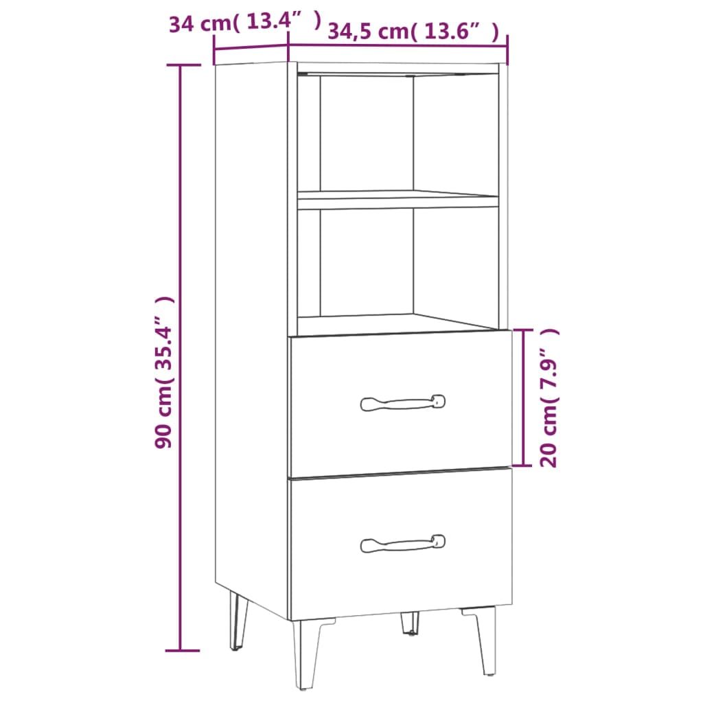 Credenza 34,5x34x90 cm in Legno Multistrato Bianco Lucido cod mxl 65666