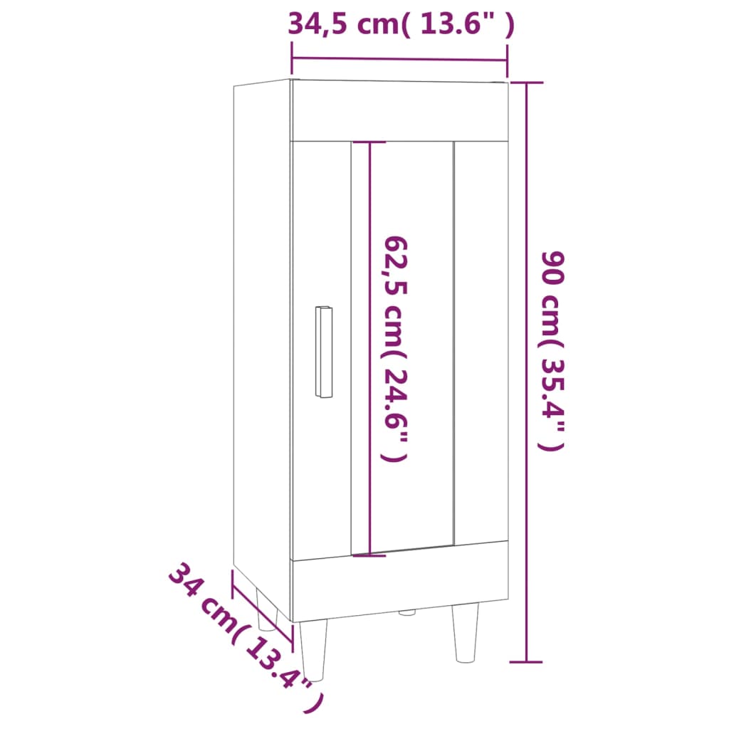 Credenza Bianca 34,5x34x90 cm in Legno Multistrato cod mxl 65723