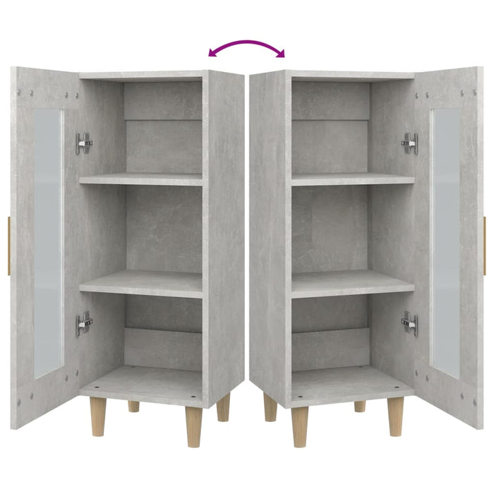 Credenza Grigio Cemento 34,5x34x90 cm in Legno Multistrato 812397