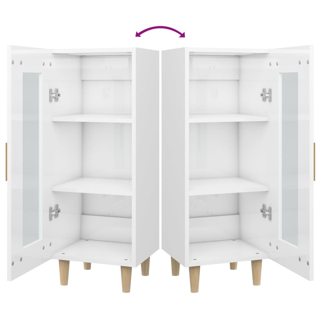 Credenza Bianco Lucido 34,5x34x90 cm in Legno Multistrato cod mxl 26740