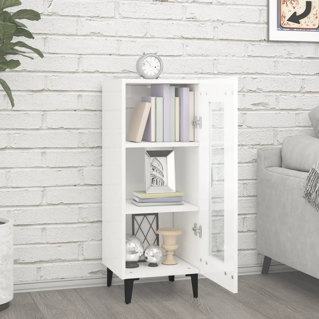 Credenza Bianco Lucido 34,5x34x90 cm in Legno Multistrato cod mxl 5553