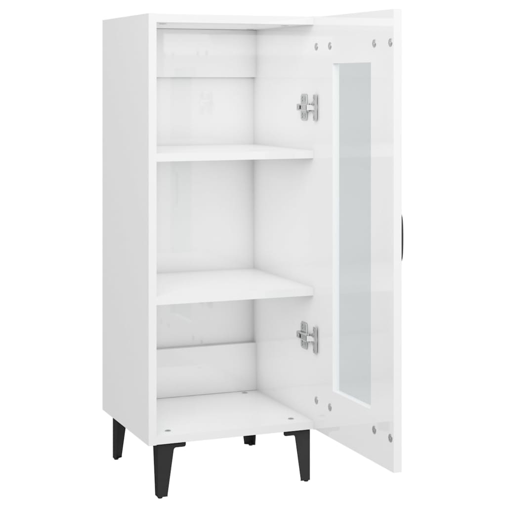 Credenza Bianco Lucido 34,5x34x90 cm in Legno Multistrato cod mxl 5553