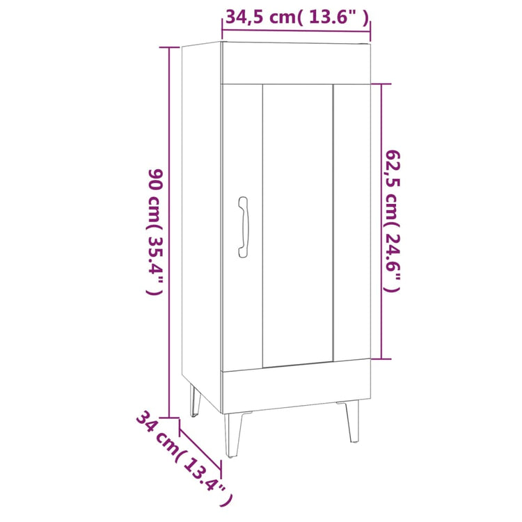 Credenza Bianco Lucido 34,5x34x90 cm in Legno Multistrato cod mxl 5553