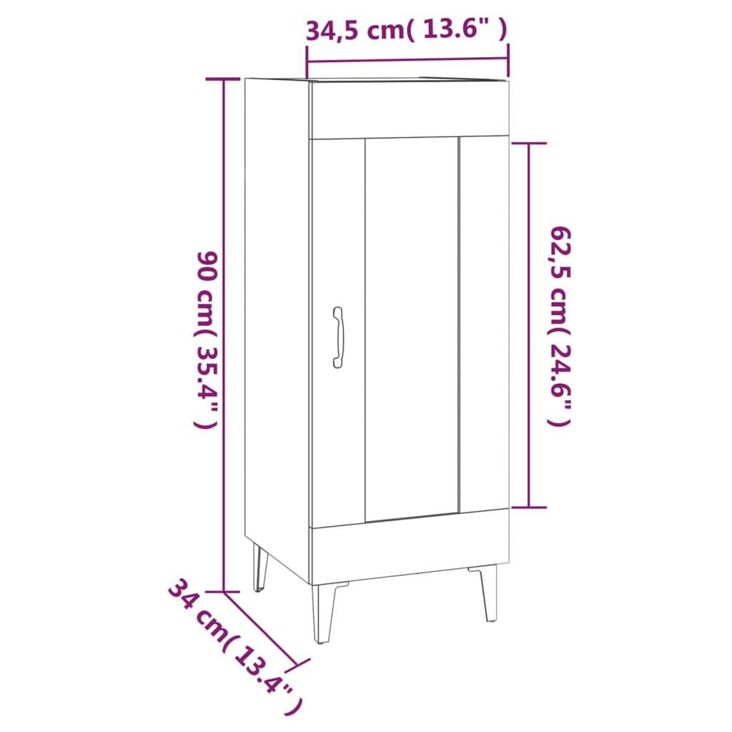 Credenza Bianca 34,5x34x90 cm in Legno Multistrato cod mxl 65752