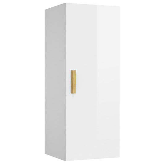 Mobile Parete Bianco Lucido 34,5x34x90 cm in Legno Multistrato 812435