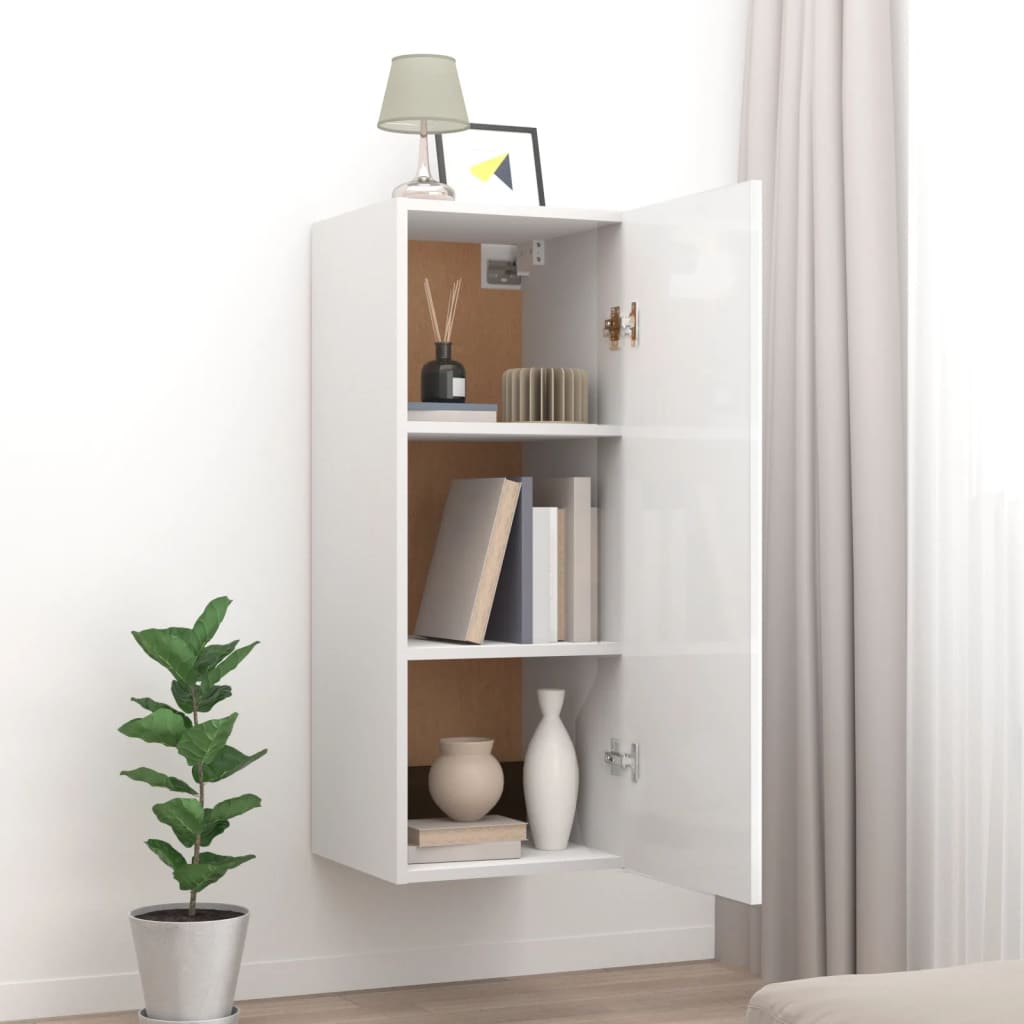  Mobile Parete Bianco Lucido 34,5x34x90 cm in Legno Multistrato cod mxl 33208