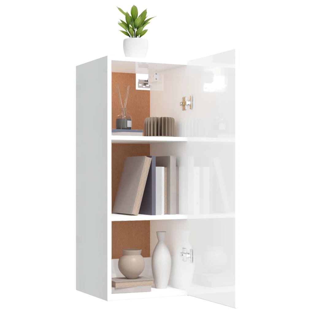  Mobile Parete Bianco Lucido 34,5x34x90 cm in Legno Multistrato cod mxl 33208