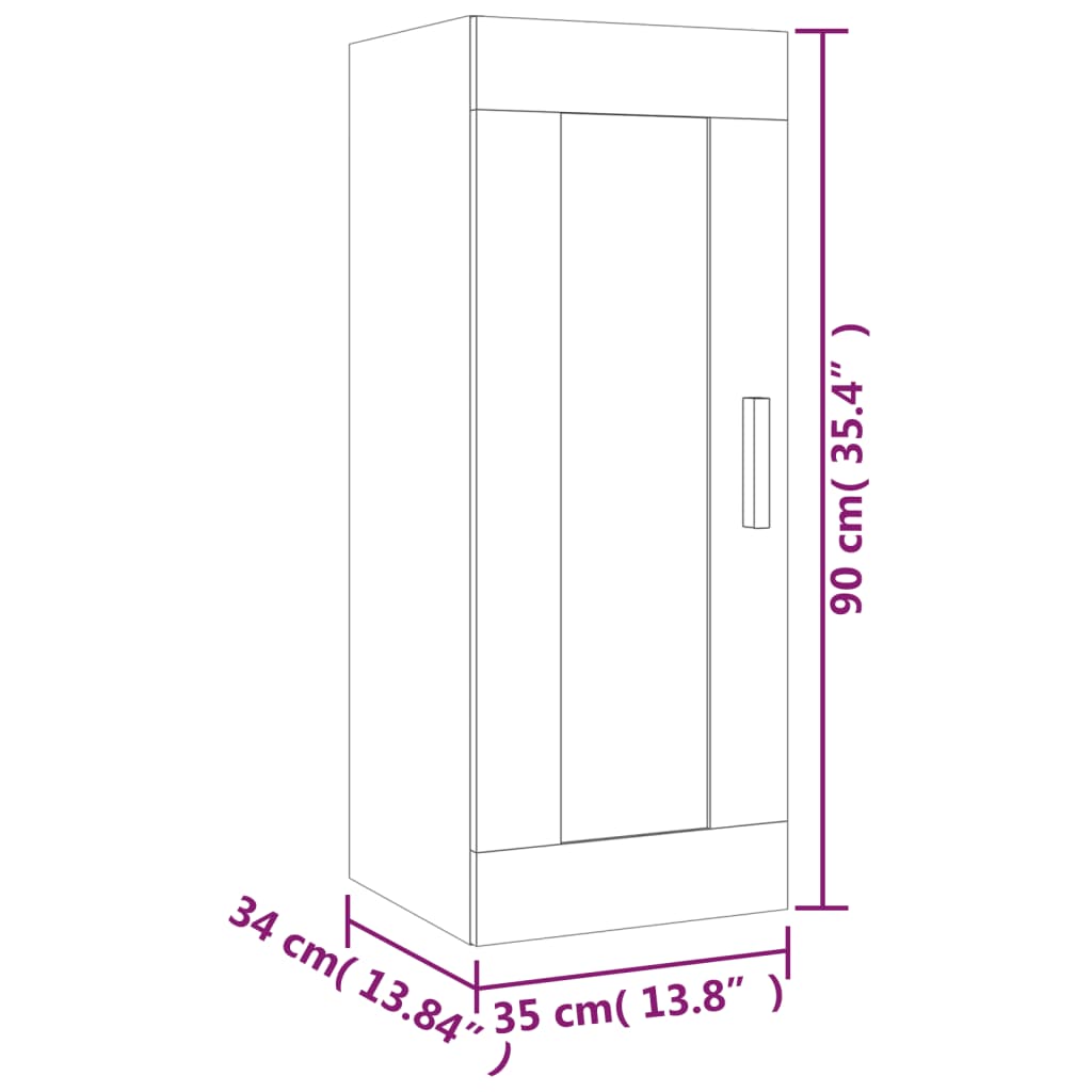 Armadietto a Muro Nero 35x34x90 cm in Legno Multistrato cod mxl 32943