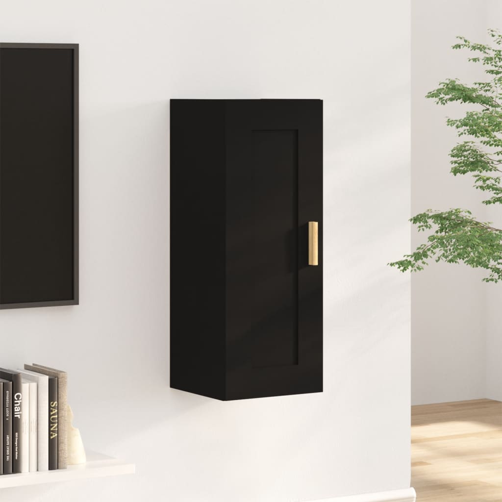 Armadietto a Muro Nero 35x34x90 cm in Legno Multistrato cod mxl 32943