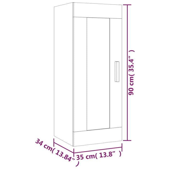 Armadietto a Muro Bianco Lucido 35x34x90cm in Legno Multistrato cod mxl 32795