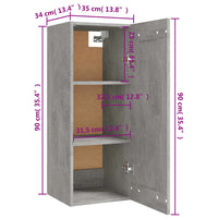 Mobile Pensile Grigio Cemento 35x34x90 cm in Legno Multistrato cod mxl 47021