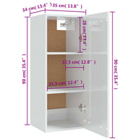 Mobile Pensile Bianco Lucido 35x34x90 cm in Legno Multistrato cod mxl 49370