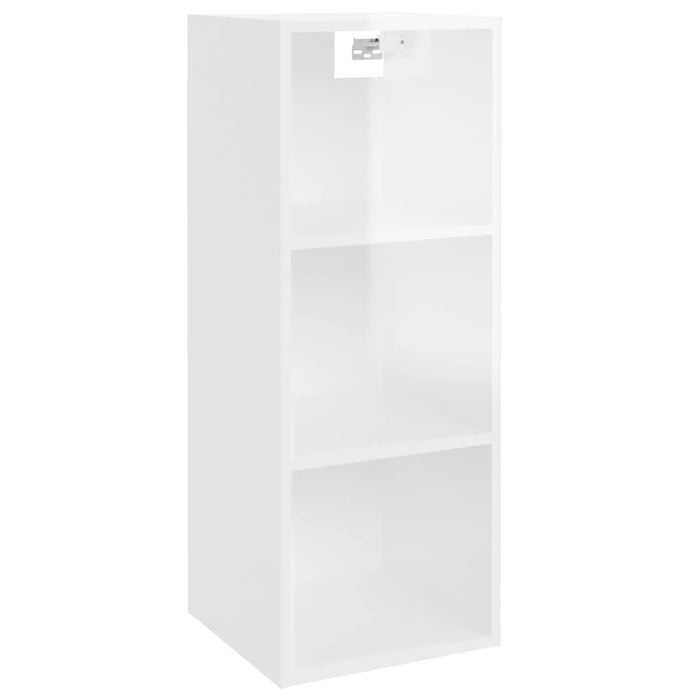 Mobile a Parete Bianco Lucido 34,5x32,5x90 cm Legno Multistrato