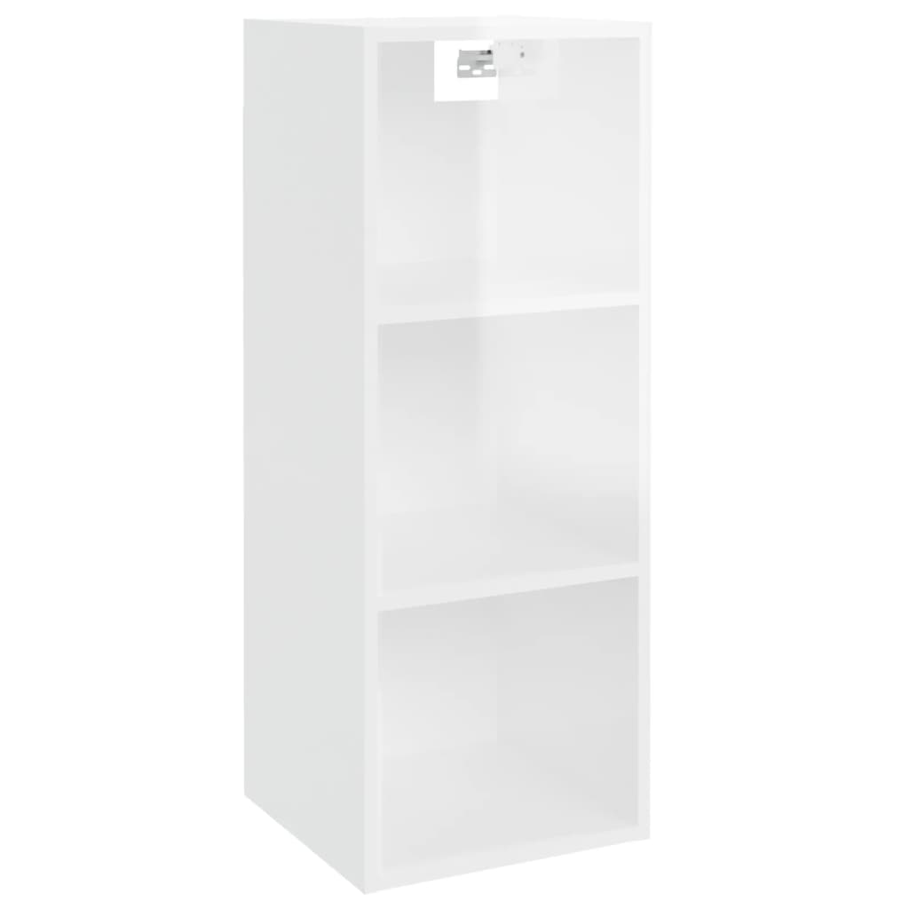 Mobile a Parete Bianco Lucido 34,5x32,5x90 cm Legno Multistrato 812489