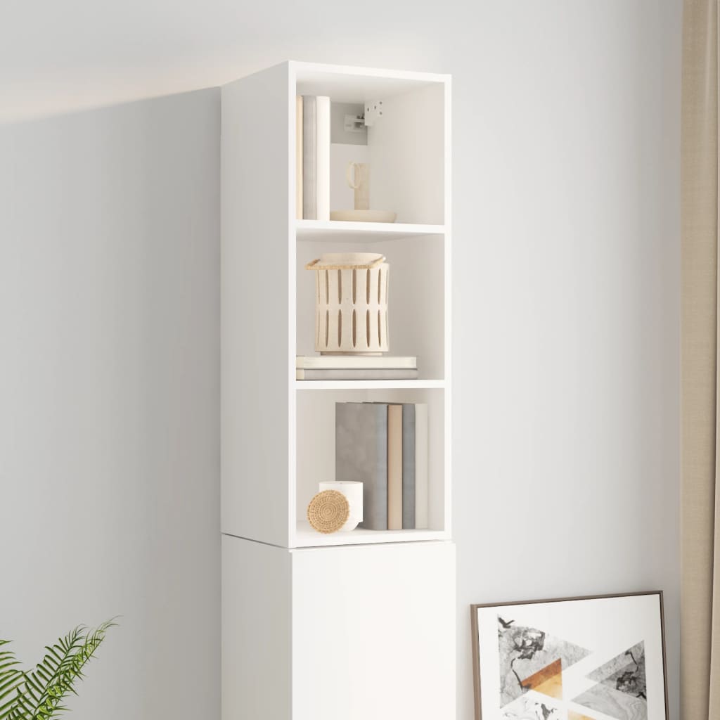 Mobile a Parete Bianco Lucido 34,5x32,5x90 cm Legno Multistrato