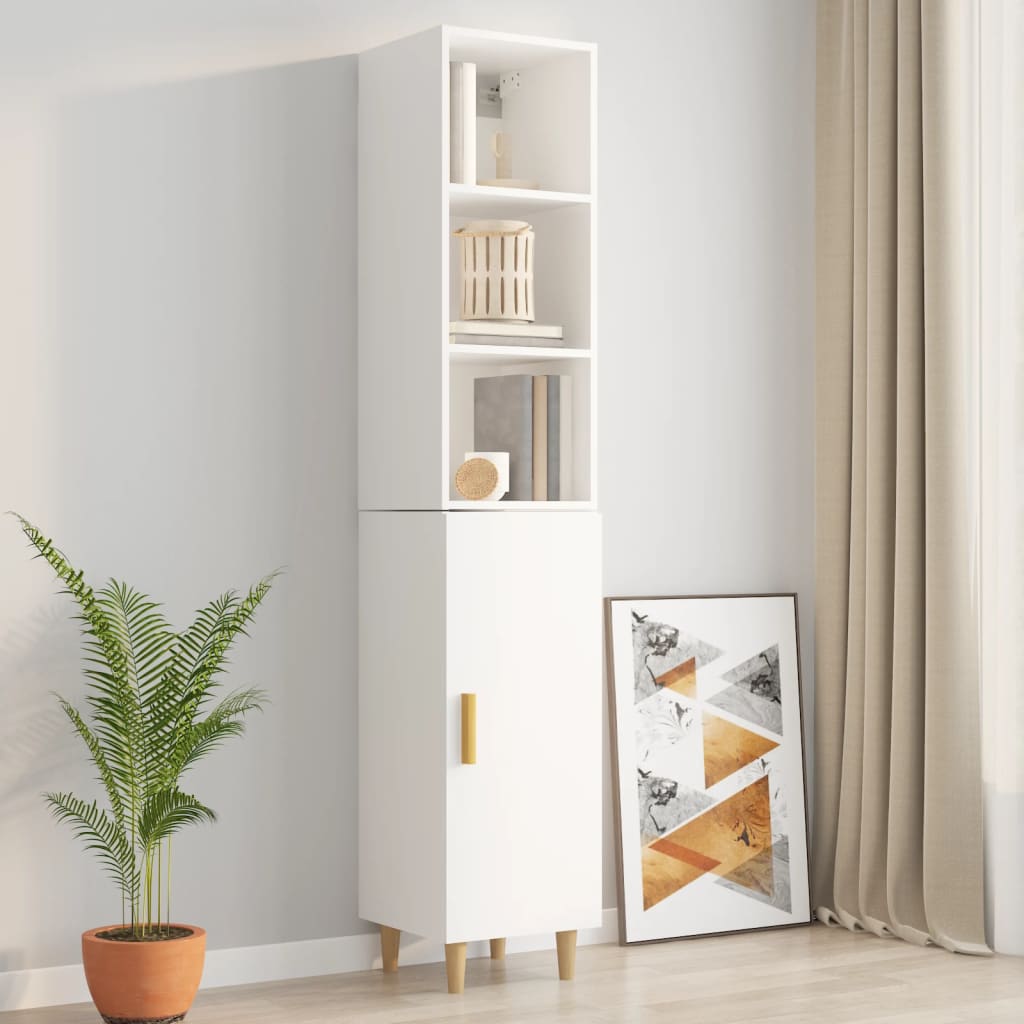 Mobile a Parete Bianco Lucido 34,5x32,5x90 cm Legno Multistrato