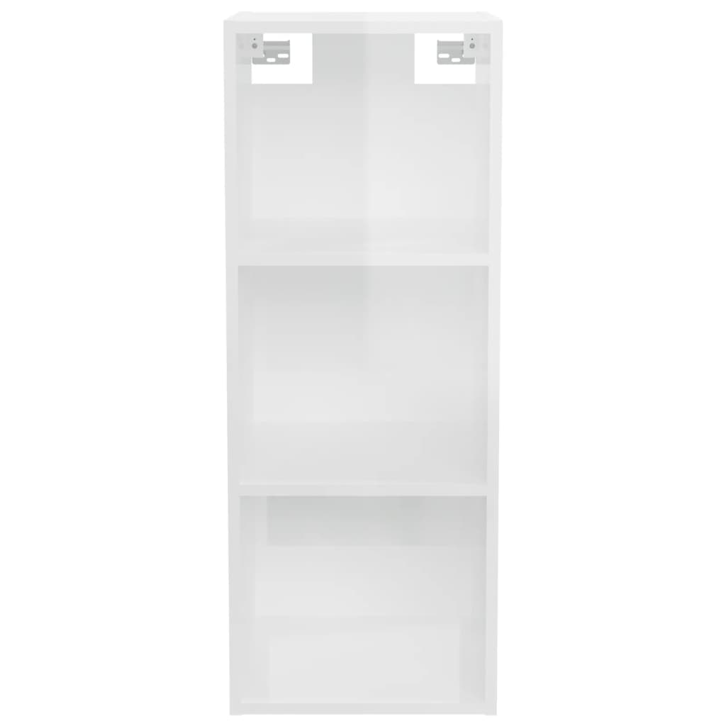 Mobile a Parete Bianco Lucido 34,5x32,5x90 cm Legno Multistrato