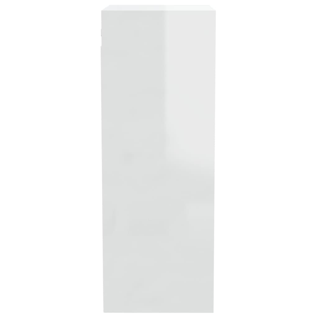 Mobile a Parete Bianco Lucido 34,5x32,5x90 cm Legno Multistrato 812489