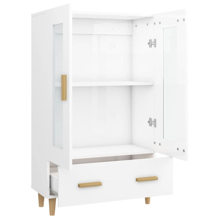 Credenza Bianco Lucido 70x31x115 cm in Legno Multistrato 812552