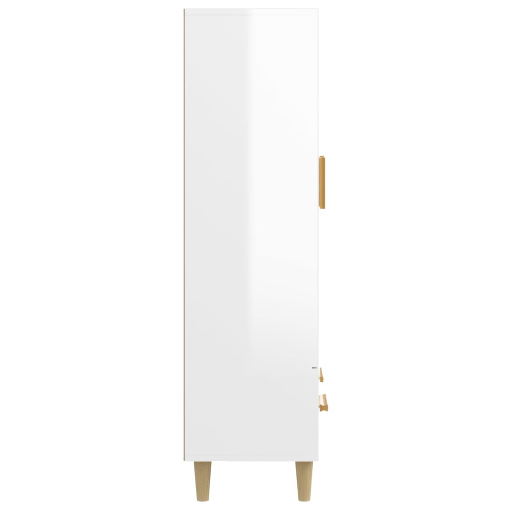 Credenza Bianco Lucido 70x31x115 cm in Legno Multistrato 812552