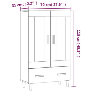 Credenza Bianca 70x31x115 cm in Legno Ingegnerizzato cod mxl 18022