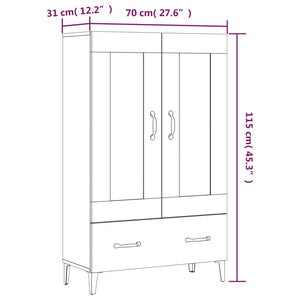 Credenza Bianca 70x31x115 cm in Legno Ingegnerizzato cod mxl 23496