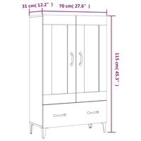 Credenza Nera 70x31x115 cm in Legno Multistrato cod mxl 69350