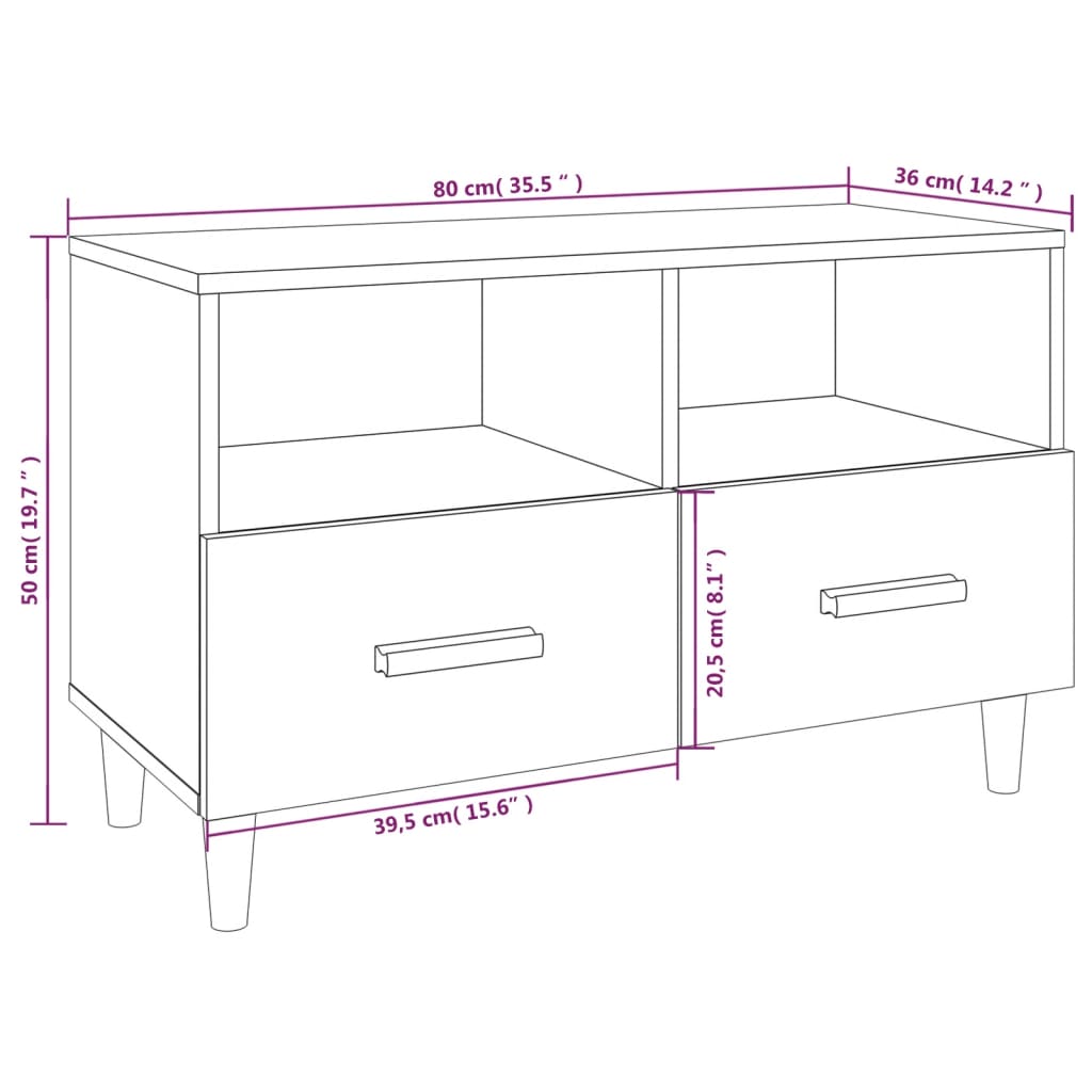 Mobile Porta TV Nero 80x36x50 cm in Legno Multistrato cod mxl 24990