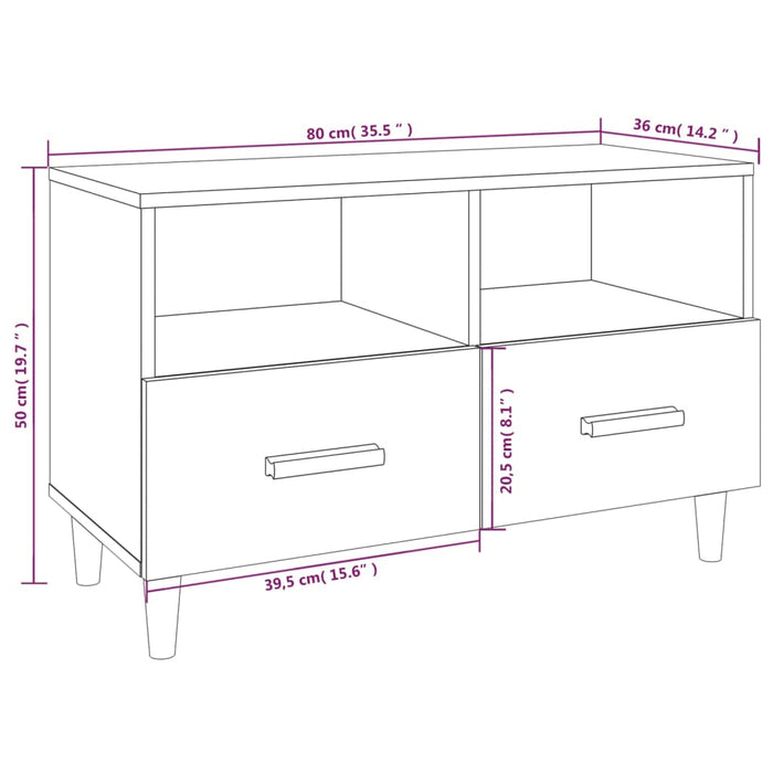 Mobile per TV Grigio Cemento 80x36x50 cm Legno Multistrato