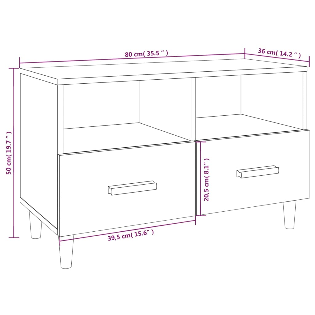 Mobile per TV Grigio Cemento 80x36x50 cm Legno Multistrato 812586