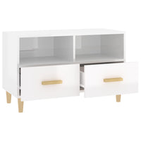 Mobile Porta TV Bianco Lucido 80x36x50 cm in Legno Multistrato 812588