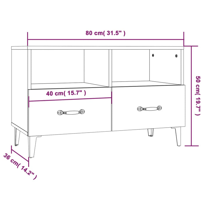 Mobile Porta TV Nero 80x36x50 cm in Legno Multistrato cod mxl 10433