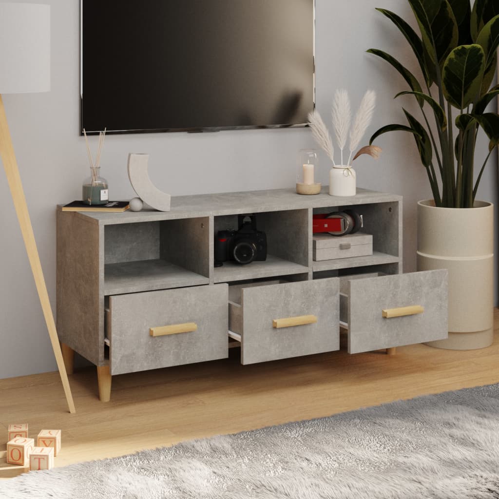 Mobile Porta TV Grigio Cemento 102x36x50cm in Legno Multistrato