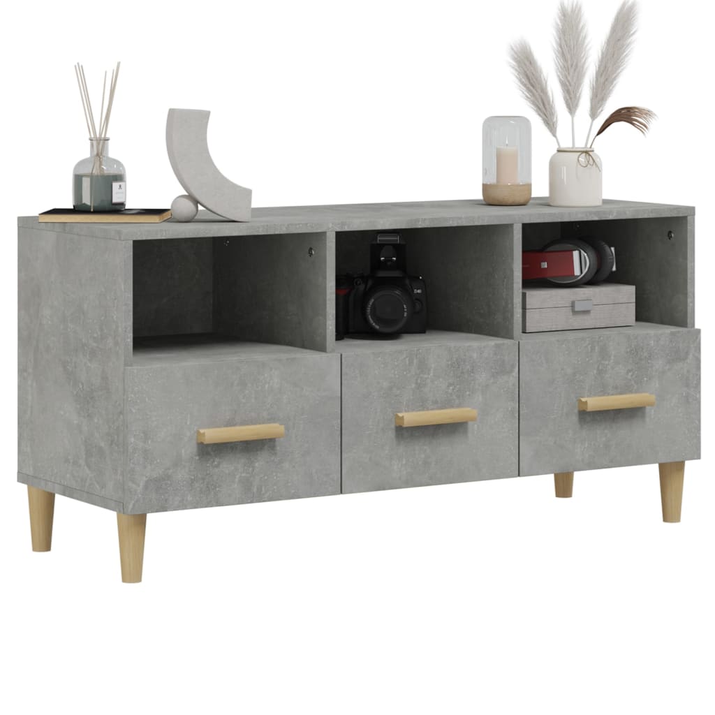 Mobile Porta TV Grigio Cemento 102x36x50cm in Legno Multistrato