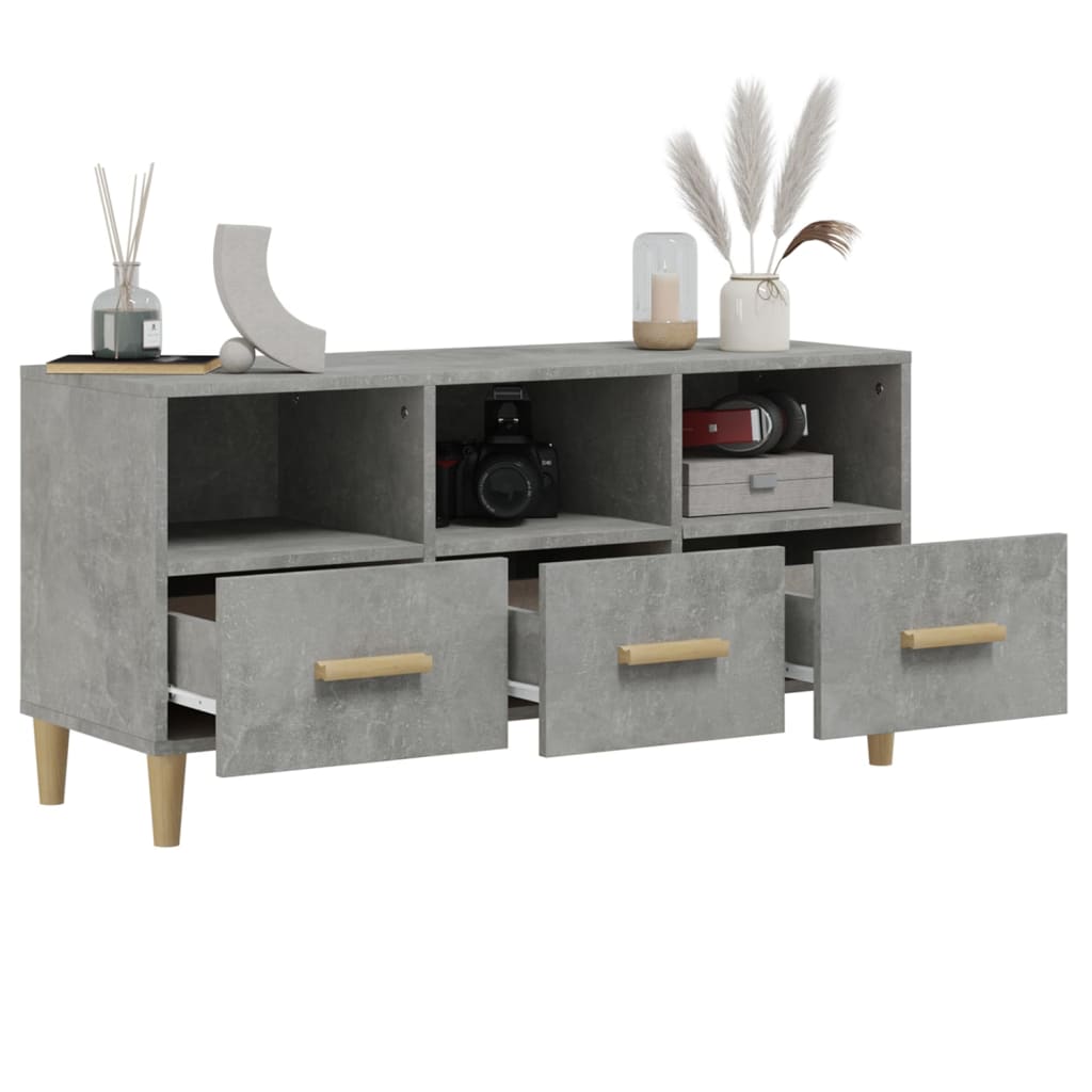 Mobile Porta TV Grigio Cemento 102x36x50cm in Legno Multistrato