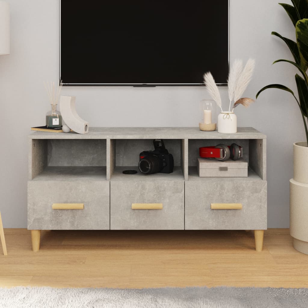 Mobile Porta TV Grigio Cemento 102x36x50cm in Legno Multistrato