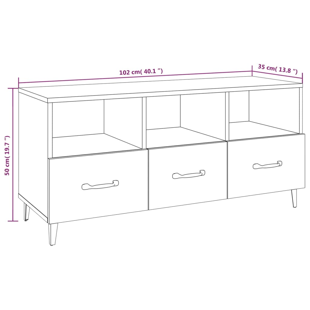 Mobile Porta TV Bianco 102x35x50 cm in Legno Multistrato