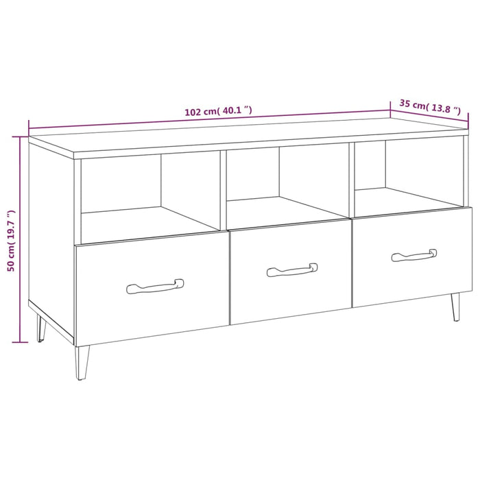 Mobile Porta TV Bianco 102x35x50 cm in Legno Multistrato