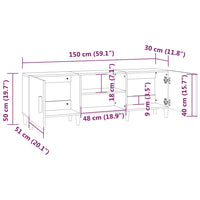 Mobile Porta TV Bianco 150x30x50 cm in Legno Multistrato cod mxl 15351