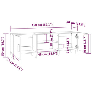 Mobile Porta TV Grigio Cemento 150x30x50cm in Legno Multistrato cod mxl 8052