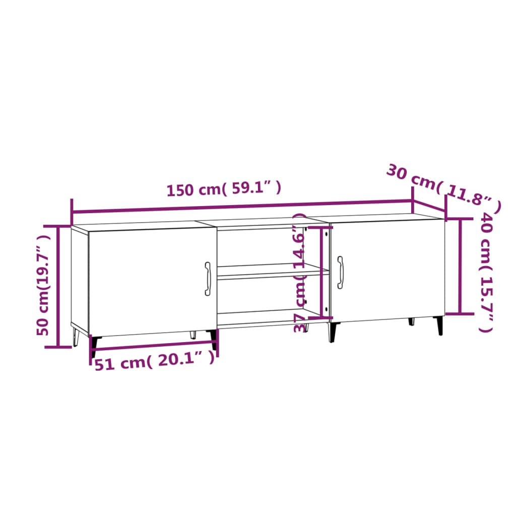 Mobile Porta TV Bianco 150x30x50 cm in Legno Multistrato cod mxl 19406