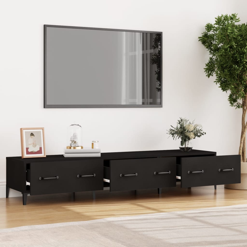 Mobile Porta TV Nero 150x34,5x30 cm in Legno Multistrato cod mxl 12682