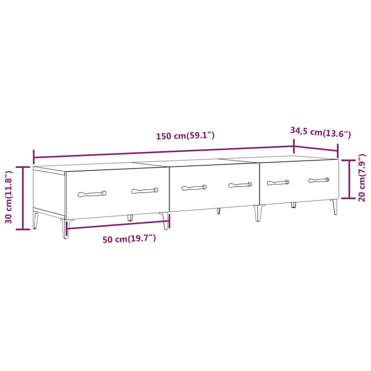 Mobile Porta TV Nero 150x34,5x30 cm in Legno Multistrato cod mxl 12682