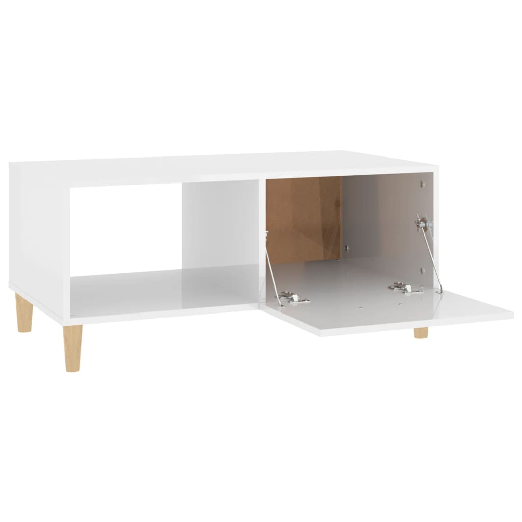 Tavolino Salotto Bianco Lucido 89,5x50x40 cm Legno Multistrato cod mxl 16506