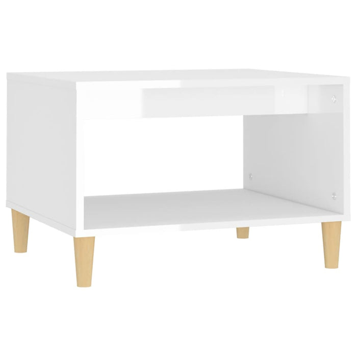 Tavolino da Salotto Bianco Lucido 60x50x40 cm Legno Multistrato 812678