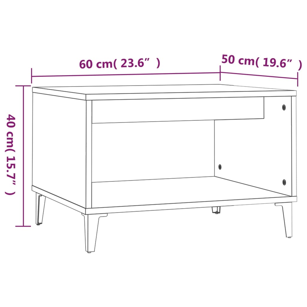 Tavolino da Salotto Bianco 60x50x40 cm in Legno Multistrato cod mxl 17131